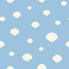 Simple seamless marine pattern with seashells. Great for fabric, textile. Vector Illustration