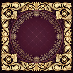 Golden ornate decorative vintage design card