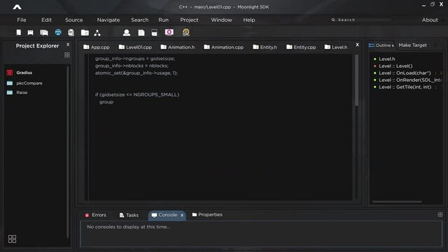 Mock up of user software development app interface with code running on screen, 3D render animation seamless loop, technical software script, coding data and information, html database digital