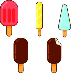 Set Ice cream stick Sweet refreshing delicious frozen dessert