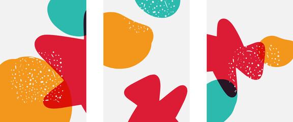 Hand drawn doodle shapes, wall art painting style, vector abstract background templates. A4 poster design or for covers, banners, flyers