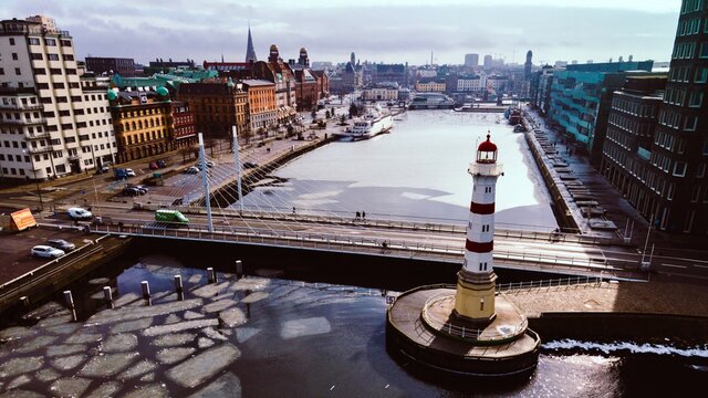 Malm&ouml; Lighthouse in Winter in Sk&aring;ne, Sweden