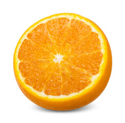 Half of orange isolated on white background.