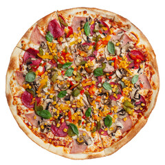 Pizza isolated on white background - fresh.