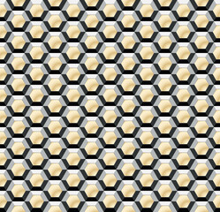nahtlos Hintergrund, Tapete - Wabe, Hexagon, Sechskant, Metall, industriell - Gold Edition