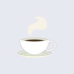 Cup of black coffee isolated, emblem for cafe