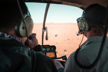 Travel by helicopter, pictures of helicopter cockpit.