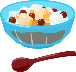 ガラス鉢に盛ったみつ豆