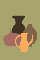 Vase minimalist pattern background. Abstract boho vase silhouette for nursery wall decor, home decor shop flyer, contemporary poster etc