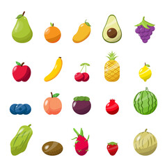 a set of cartoon fruits collection. flat design illustrations