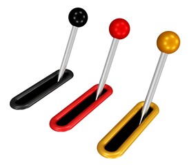 drei Hebel in den Farben der deutschen Flagge