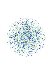 Blue Isolated Confetti Background. Green Circle View. Dot Fall Illustration. Purple Happy Ball.