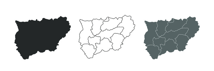 
Jaen Spain Map Blank Vector Black Silhouette and Outline Isolated on White