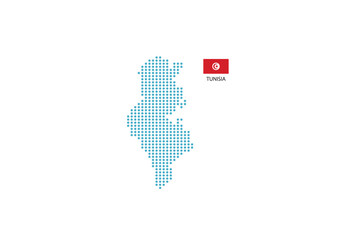 Fototapeta premium Tunisia map design blue circle, white background with Tunisia flag.