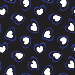 Blue Heart shaped brush stroke seamless pattern background