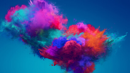 Fototapeta na wymiar Cloud of colorful purple and blue powder explosion