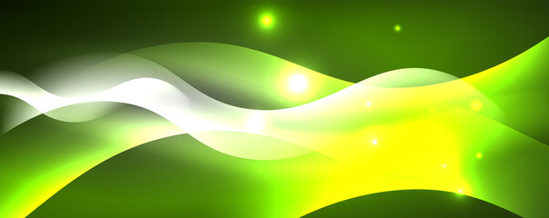 Shiny glowing neon wave, light lines abstract background. Magic energy and motion concept. Vector wallpaper template