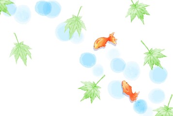 爽やかで優しい水彩の金魚の背景素材