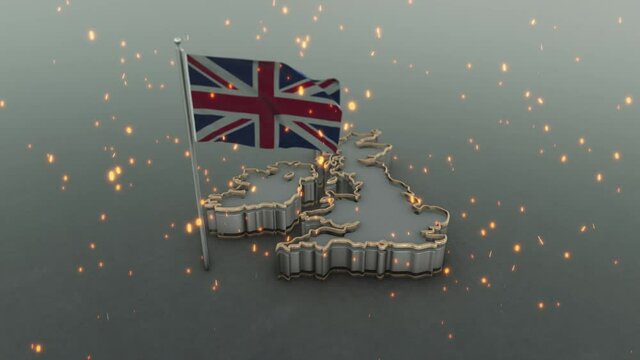 3D animation of the map of united Kingdom
