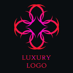 Modern luxury logo with bright purple gradient and black background for companies, commercial, business and fashion industry. Logo for all kind of print and web design. Business cards, posters.