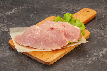 Raw pork steak for cooking