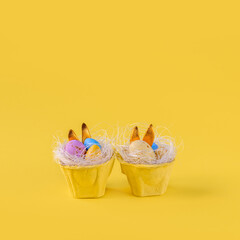 Happy Easter. Easter eggs. Easter decor concept