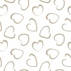 Brown Heart shaped brush stroke seamless pattern background