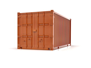 Shipping Cargo Container Twenty Feet for Logistics and Transportation on White Background
