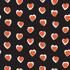 Orange Heart shaped brush stroke seamless pattern background