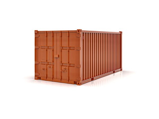 Shipping Cargo Container Twenty Feet for Logistics and Transportation on White Background