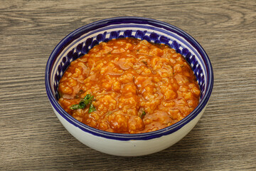 Traditional Georgian Kharcho soup with meat