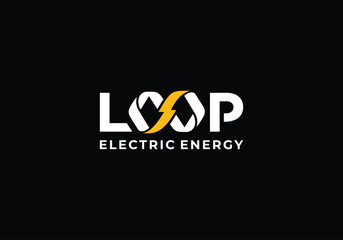 Electric with infinity concept, word mark for loop electric logo design inspiration