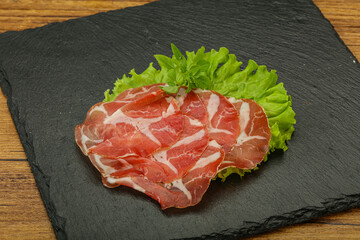 Smoked pork neck slices snack