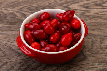 Sweet and ripe cornel berries