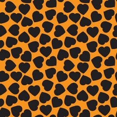 Orange Heart shaped brush stroke seamless pattern background