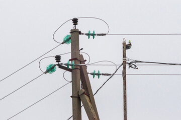 electrical wires hang on a pole