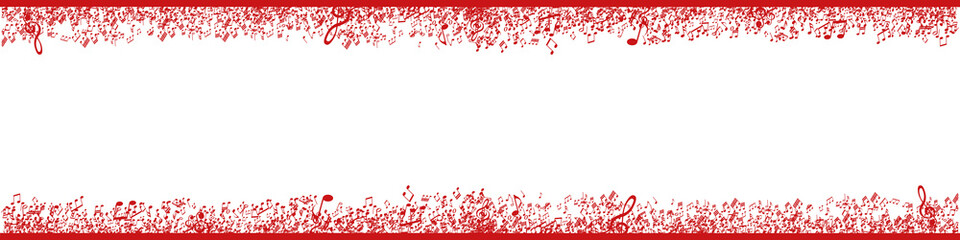 frame of red musical notes melody on white background	
