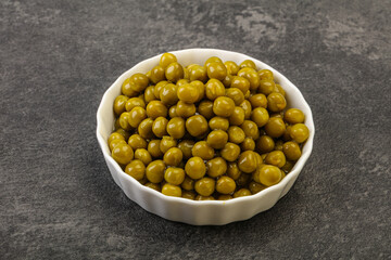 Marinated green pea in the bowl