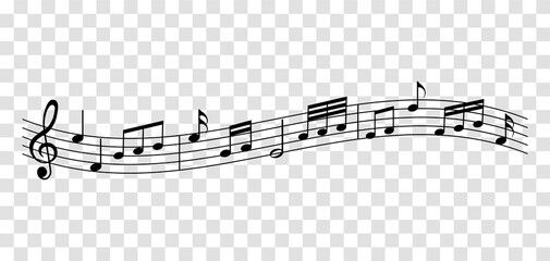 vector sheet music - musical notes melody on transparent background © agrus