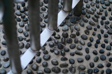 steels, stones, massage, foot, metal structure, 