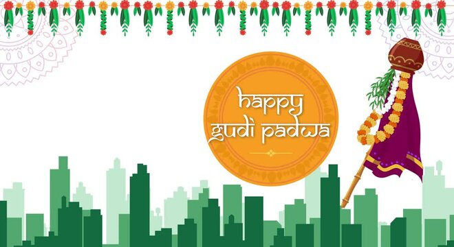 Happy Gudi Padwa Festival greetings animated