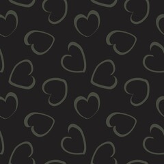 Green Heart shaped brush stroke seamless pattern background