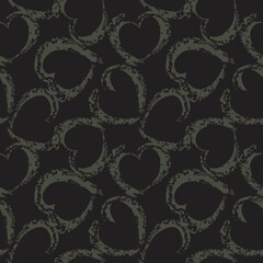 Green Heart shaped brush stroke seamless pattern background