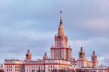 Fototapeta premium Building and towers in campus of famous university in Moscow