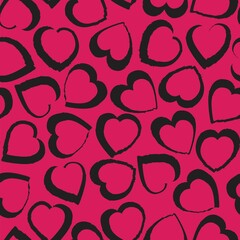 Purple Heart shaped brush stroke seamless pattern background