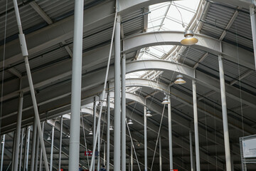 architectural elements of the roof made of metal structures. steel truss