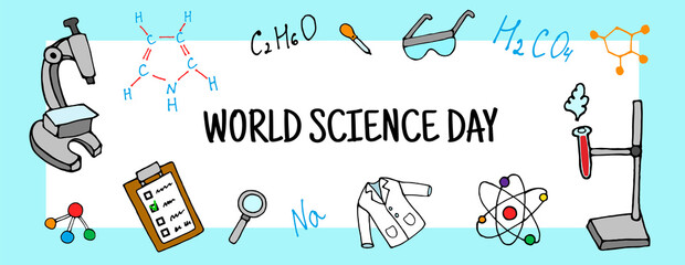 World Science Day Poster Or Banner Background. Vector illustration