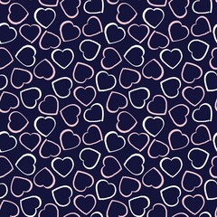 Pink Navy Heart shaped brush stroke seamless pattern background