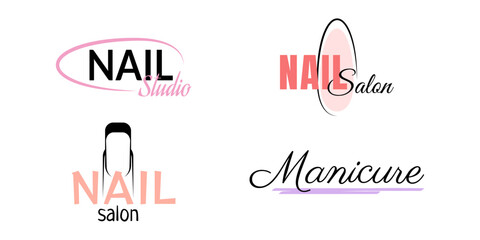Fototapeta na wymiar Trendy manicure logo set