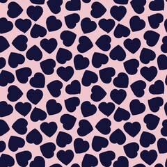 Pink Navy Heart shaped brush stroke seamless pattern background